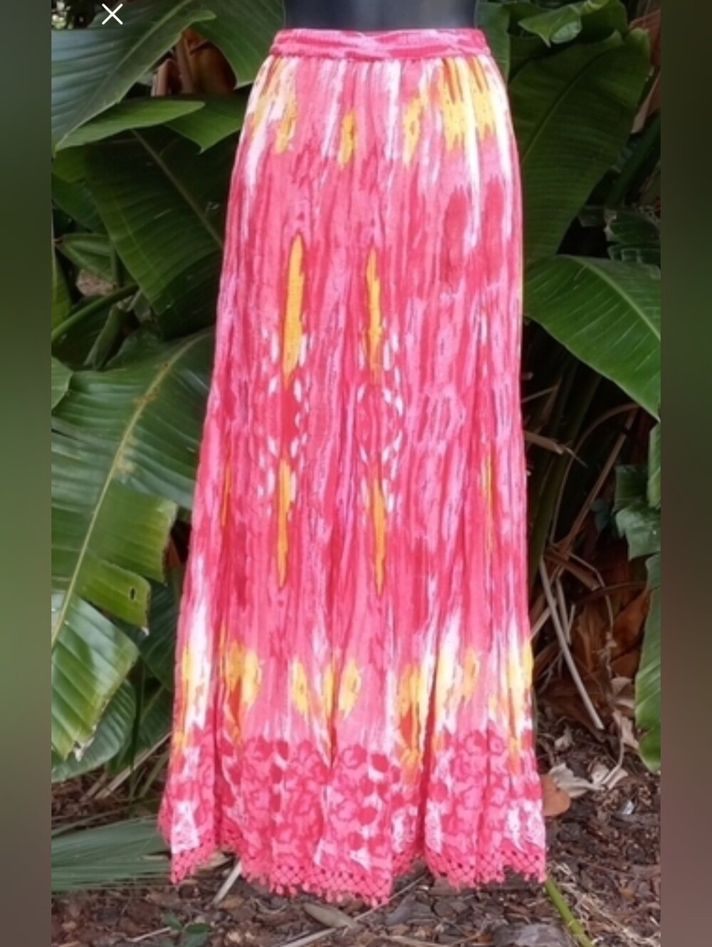 🌻Coldwater Creek Matchstick Pleaded. Pink and Yellow Maxi Skirt